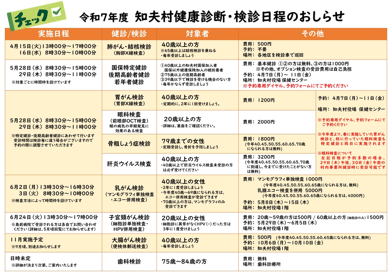 健診日程１