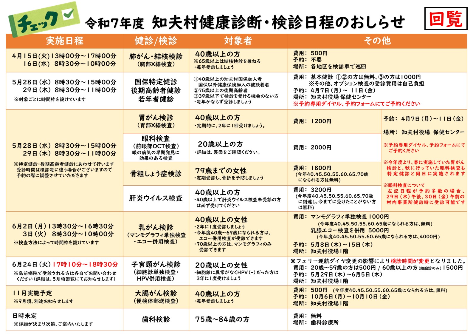 健診日程1
